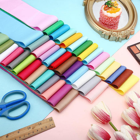 40 Pcs Solid Color Cotton Jelly Fabric Patchwork Roll Fabric, 2.55 Inch Roll Up Cotton Craft Patchwork Roll, Cotton Quilting Fabric Bundle for Qui...