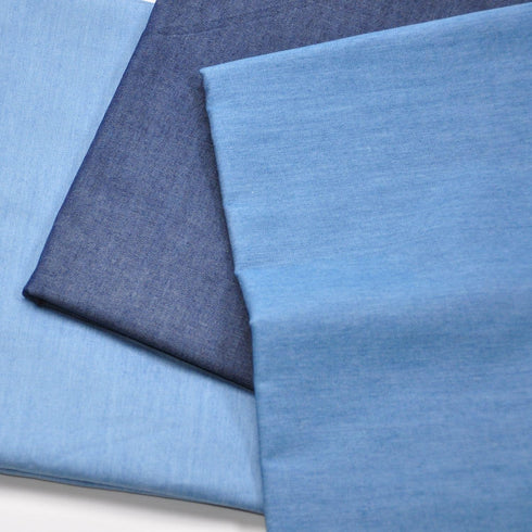 Indigo Blue 5.0 oz 100% Cotton Denim Chambray Fabric,56 Inches Wide, by The Yard Deep Col(Deeep 1Y), 1 Y...