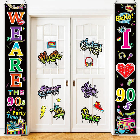 Blulu 70s 80s Party Decoration 90s 80s Banner I Love 1980s Backdrops Back to The 1980s 1970s Hanging Porch Signs for Wall Door Decor Hip Hop Rock ...