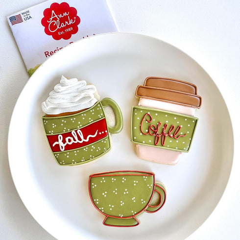 Coffee/Tea Cup Cookie Cutters 3-Pc Set Made in the USA by Ann Clark, Coffee Mug, Latte Cup, Teacup...