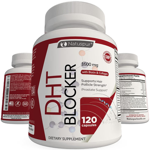 DHT Blocker Hair Growth Support Supplement, with Organic Saw Palmetto, Green Tea Extract, Biotin & Collagen for Hair Loss & Boosts Hair Regrowth f...