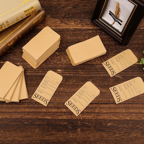 200pcs Seed Envelopes, Reusable Self Sealing Seed Storage Paper Bag Printed with Types Name Template Small Seed Packets for Seeds Saving & Collect...
