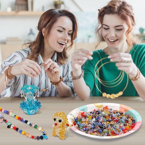 560 Pcs Briollete Crystal Glass Beads for Jewelry Making, Faceted Rondelle Crystal Beads with Box,Crystal Spacer Beads for DIY Craft Bracelets Cha...