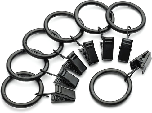 Iron Metal Curtain Clip Rings 1 Inch Interior Diameter, Set of 20 (Black)...