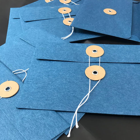 15 Kraft Paper Envelopes Brown Folders Greeting Card/Document/File Envelopes Beautiful Craft Envelopes with Button & String Tie Closure, Blue, 6.7...