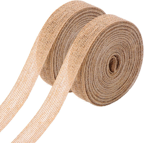 Pangda 2 Rolls Natural Burlap Fabric Ribbon Wedding Events DIY Craft Ribbon Brown Rustic Ribbon for Floral Garland Scrapbook Wrapping Home Decor, ...