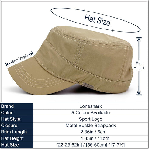 REDSHARKS Polyester Sport Logo Water Resistant Military Caps for Men Quick Dry Cadet Hats for Women Army Cap Flat Top Dad Hat...