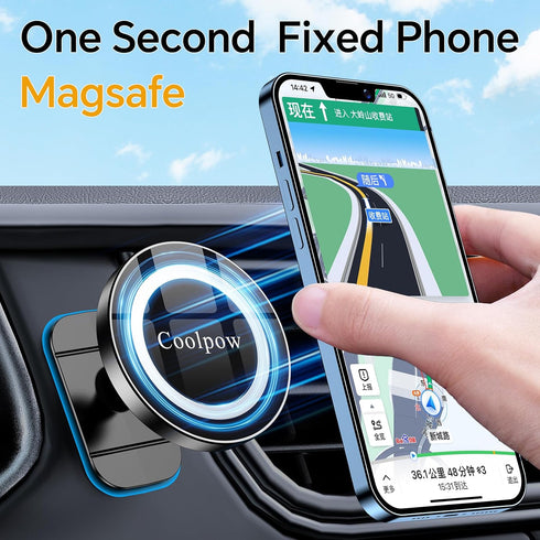 for iPhone MagSafe Car Mount ?Stronger Magnets? Magnetic Phone Holder for Car Dash?360° Rotation? MagSafe Accessories Fit iPhone 15,14,13,12,Pro/M...