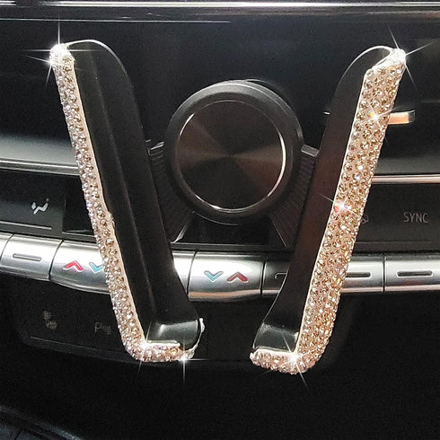 Bling Car Phone Holder, Mini Car Dash Air Vent Automatic Phone Holder, Universal 360°Adjustable Crystal Auto Car Stand Phone Holder Car Accessorie...