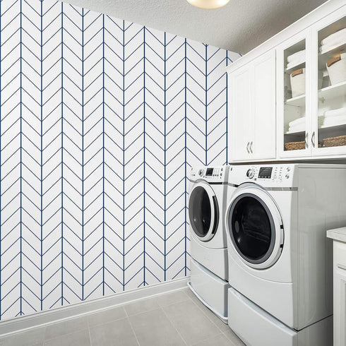 LXCREAT Removable Wallpaper Forgiving Blue/White Stripes Peel and Stick Wallpaper 17.71 in X 118 in Modern Self Adhesive Vinyl for Home Renovation...