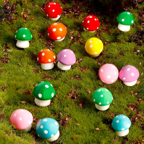 Exasinine 45 Pcs Mini Mushroom Figurines Tiny Mushrooms for Crafts Resin Mushroom Decor Fake Ceramic Mushrooms for Garden Miniature Moss Landscape...