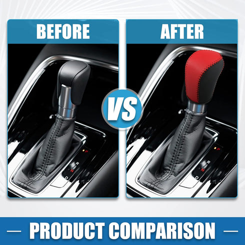 Gear Shifting Knob Cover Automatic Transmission Lever Trim for Honda Civic 10th Gen 2016-2021 PU Leather Black Red...
