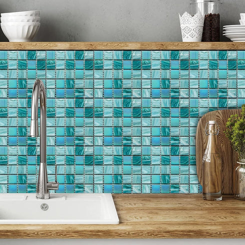 25Pcs Self-adhesive Mosaic Tile transfer for Home Decor, Peel and stick Tile Decal, Water-proof Backsplash Tile Sticker for Kitchen Bathroom,4x4in...