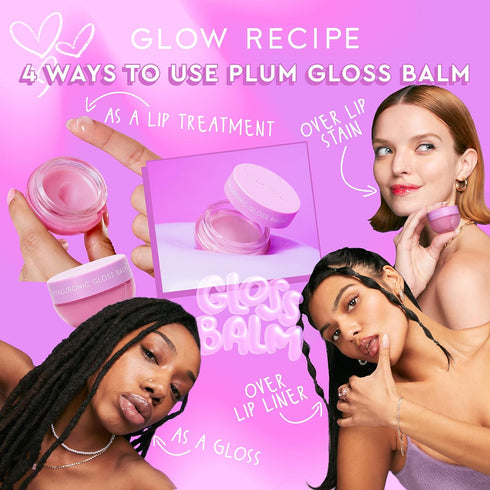Glow Recipe Plum Plump Hyaluronic Acid Lip Balm - Overnight Lip Mask, Lip Treatment or Moisturizing High-Shine Lip Gloss - Plumping & Long-Lasting...