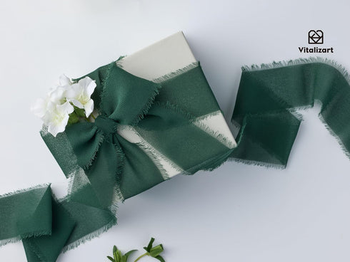 Vitalizart 15 Rolls Chiffon Silk Ribbon Handmade Frayed Fringe 1 1/2 Inch Eco-Friendly for Christmas Gift Wrapping Wedding Invitations Bridal Bouq...