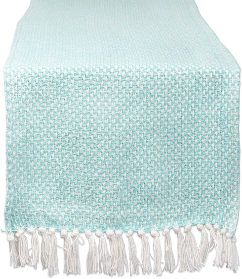 DII Woven Basics Collection 100% Cotton Knit Table Runner, 15x72, Aqua...