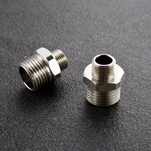 1/2 to 3/8 Reducer Faucet Adapter - Compression Brass Pipe Fitting, 3/8 Male to 1/2 Male Supply Line Adapter for RV Kitchen Plumbing, Water Hose P...