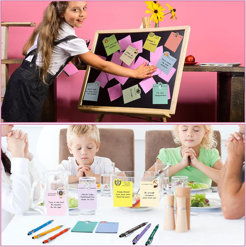 20 Pcs Christian Gifts Set Bulk Bible Verse Pens Sticky Notes Scripture Ballpoint Quote Cute Religious Note Pads for Nurse Teachers Office (Christ...