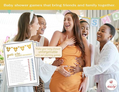 Party Hearty Baby Shower Games for Girl or Boy, 50 pcs Mommy or Daddy Guess Who Game, Fun Activity Cards, Gender Neutral, Ideas...