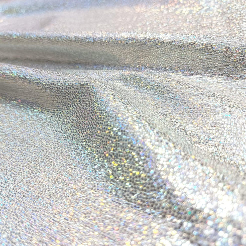 Shattered Glass Hologram Fabric by The Yard Width 58Inches Entelare (White/Silver 2yards)...