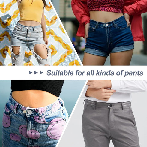 36 Pcs No-Sew Button Extenders for Jeans, Adjustable Pants Button Extender, Invisible Waistband Extenders with Fabric Belts and Zinc Alloy Buttons...