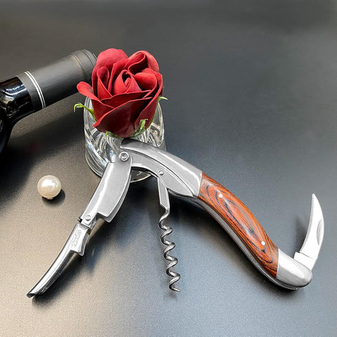 CORKAS Extravagant Professional Wine Key for Executive Waiter, Heavy Double Hinged Fulcrum Corkscrew Wine Opener with Premium Rosewood Handle and ...
