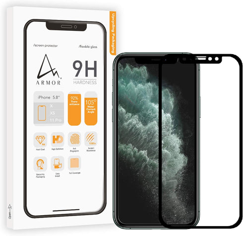 ARMOR Flexible Glass 2.5D Full Coverage Screen Protector for iPhone 11Pro / XS/X, 9H with HD......
