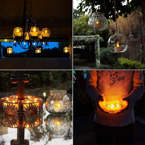 Solar Candle Lights Outdoor Waterproof - 8 Pack Rechargeable Flickering Tea Lights Solar Powered Reusable LED Candles Flameless Lamp Nightlights f...