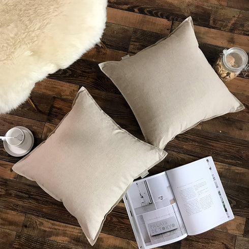 Jeanerlor Set of 2 Decorative Cotton Linen Couch 26"x26" Throw Pillow Case for Sofa Durable Classy, Comfortable Cushion Cover for Party/Wedding(65...