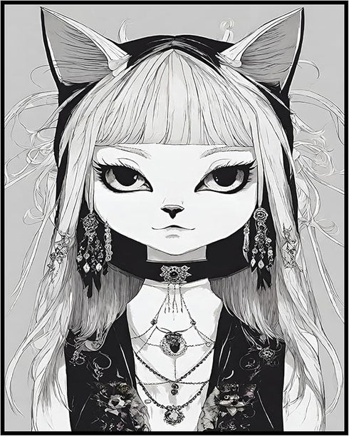 Posterizer 1 pcs- cute girl in fox gothic costume-Gothic Art-Art for Animal Lovers- Living Room Bedroom Decor- unframed wall art...