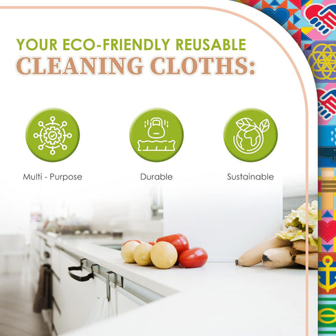Reusable Cleaning Cloth, 2 Pack - Multipurpose Super Absorbent, Reusable, Durable, Washable Kitchen Towels, Cleaning Rags, Cloth Wipes, Wash Rags,...