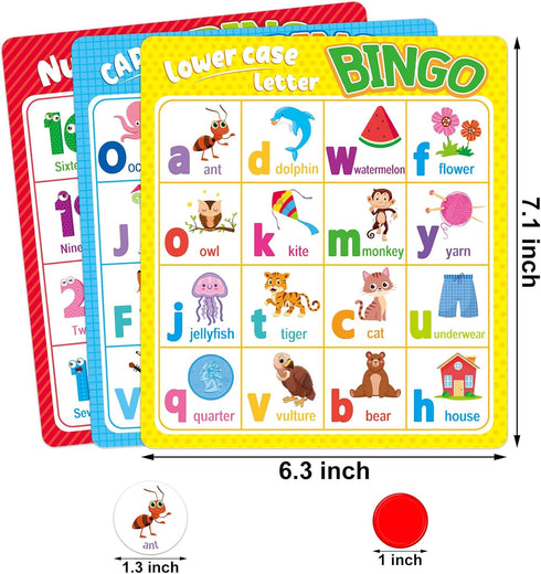 OUNENO Alphabet Bingo Game, ABC and 123 Bingo Board Game Uppercase Lowercase Number Bingo Game for Kindergarten and Preschool Classroom Home...
