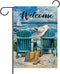 Welcome Summer Blue Sea Ocean Chairs Myosotis Sylvatica Flower Beach Garden Flag, Coastal Nautical Seagull Sailboat Bag Hat Decorative House Yard ...