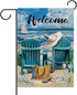 Welcome Summer Blue Sea Ocean Chairs Myosotis Sylvatica Flower Beach Garden Flag, Coastal Nautical Seagull Sailboat Bag Hat Decorative House Yard ...