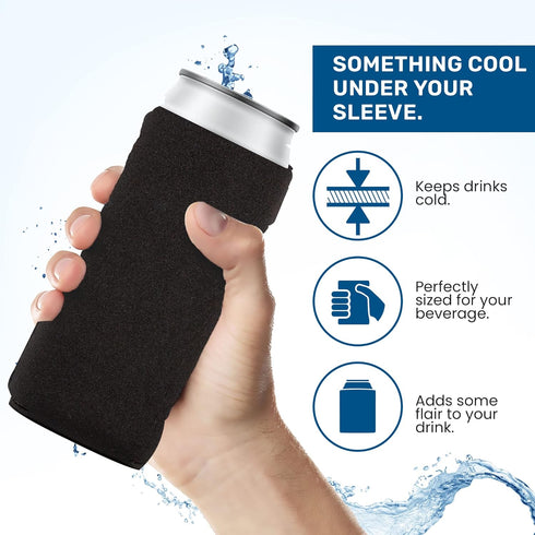 QualityPerfection Slim Can Cooler Sleeves (6 Units) Insulated, Beer/Energy Drink Neoprene 4mm Thickness Thermocoolers for 12 oz Tall Skinny Bevera...
