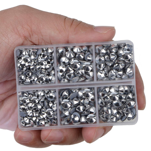 LPBeads 6400 Pieces Hotfix Rhinestones Metallic Silver Flat Back 5 Mixed Sizes Crystal Round Glass Gems with Tweezers and Picking Rhinestones Pen...