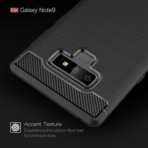 Compatible with Samsung Galaxy Note 9 Carbon Fiber Soft TPU Brushed Line Basic Phone Back Case Cover (Black)...