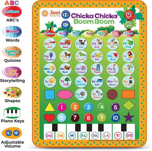 Just Smarty Chicka Chicka Boom Boom Official Alphabet Learning Tablet, Educational Toddler Learning Tablet to Learn ABC, Letters, Numbers, Colors ...