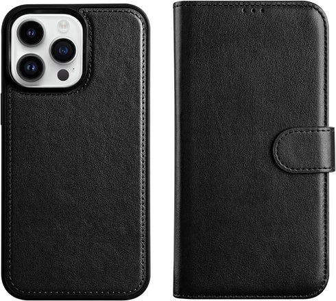for iPhone 14 Pro Max Wallet Case,Detachable Flip Folio Cover RFID Blocking 4 Card Slots Holder Premium PU Leather Magnetic Kickstand Protective P...