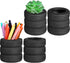 4 Pcs Tire Shaped Pen Holder Car Tire Pencil Holder Black Stack Stationery Accessories for Desk Kids School Office Decor Christmas Gift Supplies N...