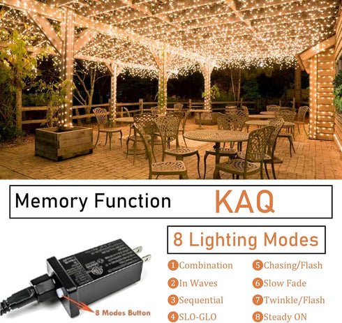 66FT 200LED Christmas String Lights Outdoor/Indoor, Extendable Twinkle Fairy Lights Waterproof Clear Wire with 8 Modes&Timer Function for Garden B...