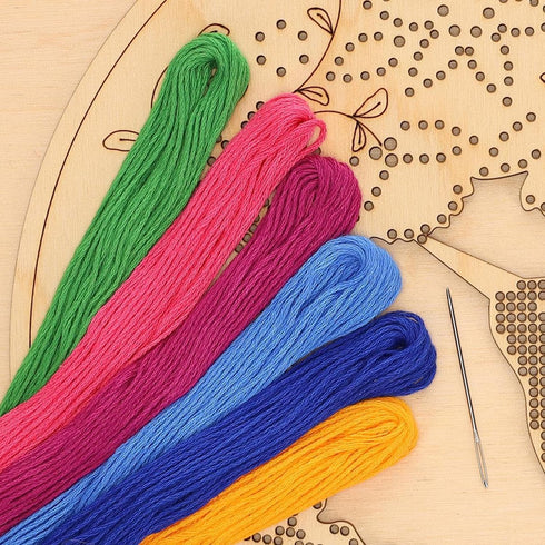Wood Stitched String Art Kit with Floral Hummingbird in hoop - adult or kids craft - craft kits for teens - string art kit for adults - 3D string ...