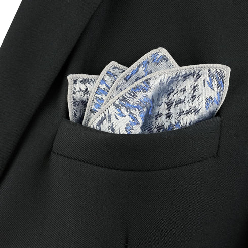 S&W SHLAX&WING Mens Ties Silver Sky Blue Matching Pocket Square Only...