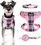 PUPTECK Dog Harness and Leash Collar Set for Small Medium Dogs Puppy and Cats Walking No Pull Adjustable Reflective Soft Mesh Padded Plaid Harness...