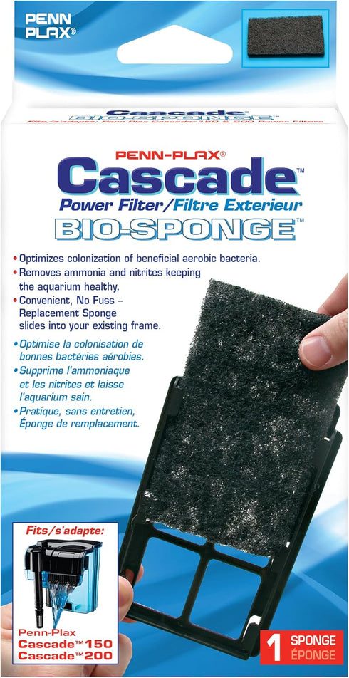 Penn-Plax Cascade 150 or 200 GPH Hang On Filter Aquarium Bio Sponge Replacement; 1 Pack; Cut to fit Cascade 150 or 200...