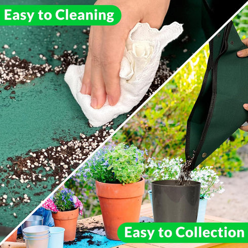 Oubest Plant Repotting Mat Thickened Oxford Fabric Indoor Plants Potting Mat 29.5"x29.5" Medium, Waterproof Transplanting and Dirt Control, Pottin...