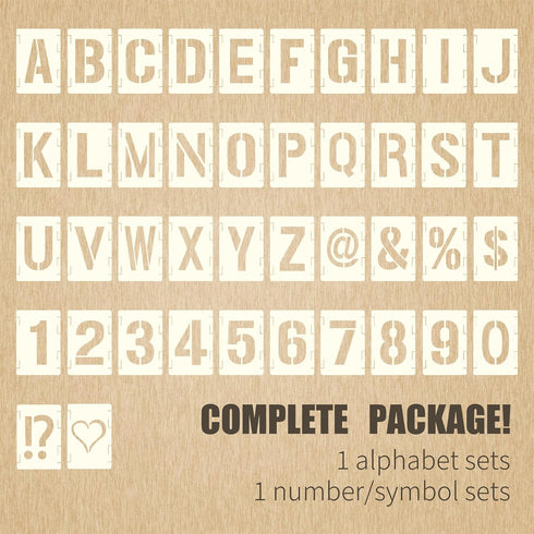 42pcs Traceable Interlocking Stencil Template Set, 3 Inch Reusable Letter Stencils, Alphabet Numbers and Symbols for Painting On Wood Bullet Journ...