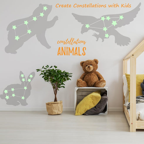 Glow in The Dark Stars for Ceiling or Wall Stickers - Glowing Wall Decals Stickers Room Decor Kit - Galaxy Glow Star Set and Solar System Decal fo...