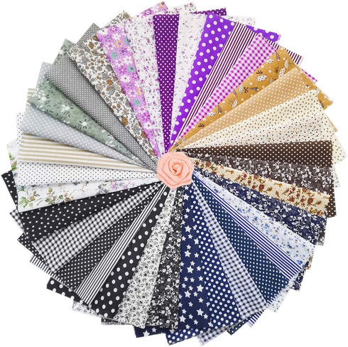 Fabric, 35 pcs/lot Top Cotton 9.8" x 9.8" (25cm x 25cm) Squares Patchwork, Precut Multi-Color and Different Pattern for Sewing Quilting Crafting, ...