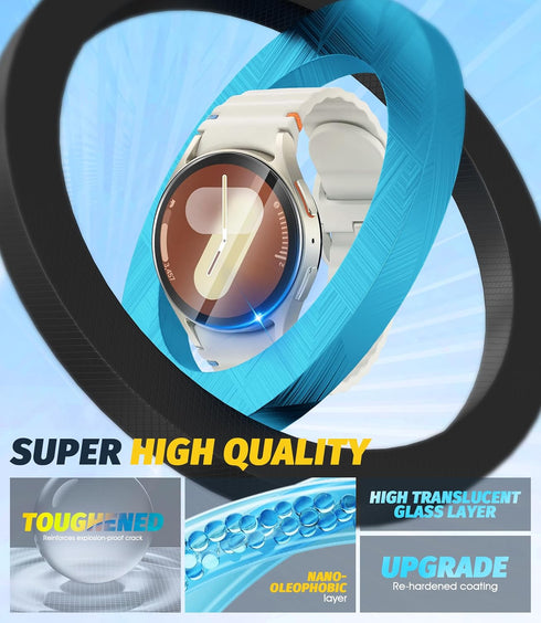 Orzero (3 Pack) Tempered Glass Watch Screen Protector for Samsung Galaxy Watch 7 40mm, with Auto Alignment Tool 9 Hardness High Definition Anti-Sc...